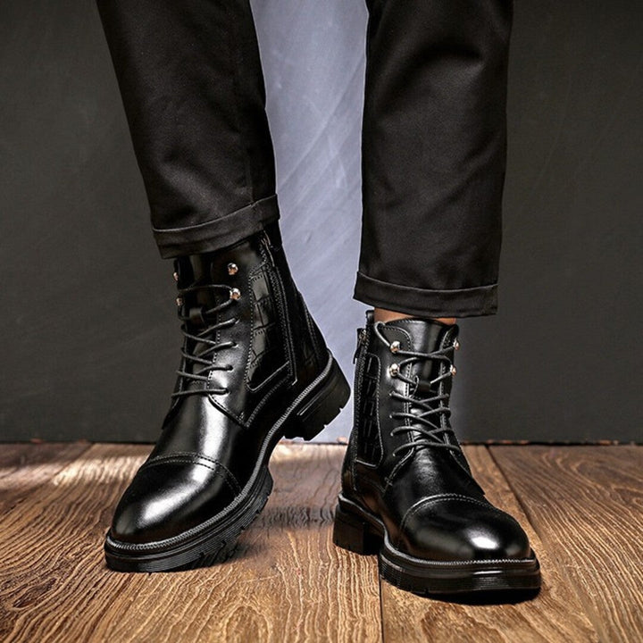 Isaac | Men's Dress Boots Leather Zip Up Ankle Casual 5