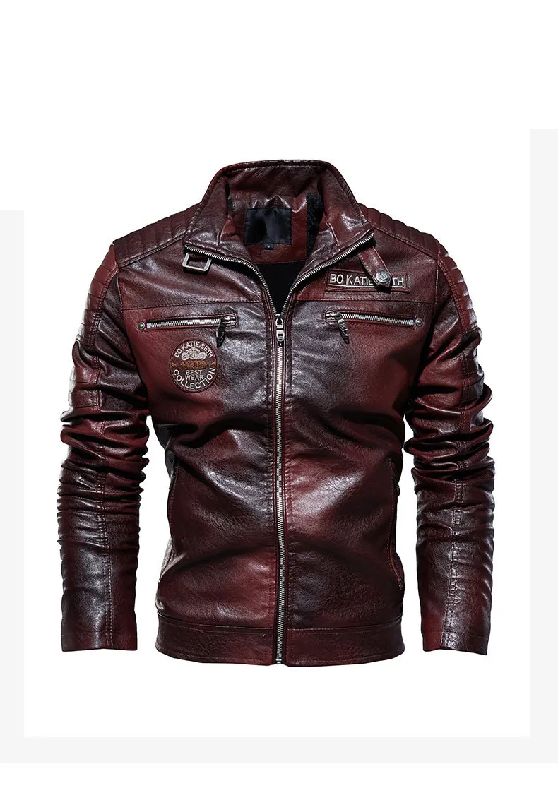 Jasper | Men's Leather Jacket Quilted Racer Stand Collar Casual 1