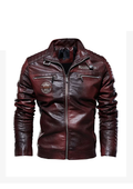 Jasper | Men's Leather Jacket Quilted Racer Stand Collar Casual