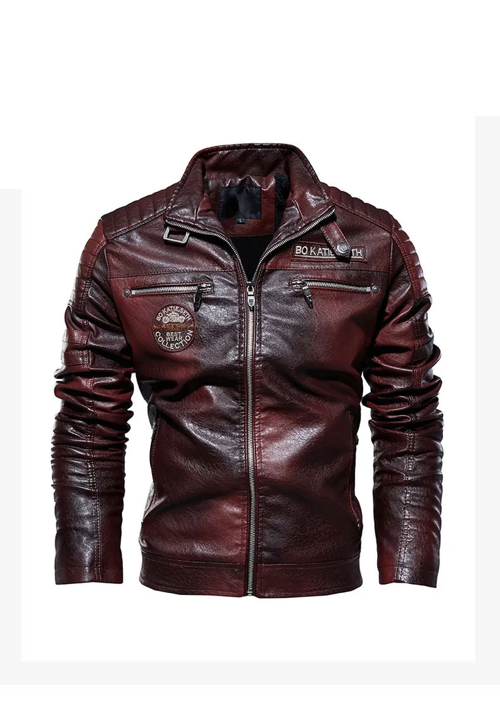 Jasper | Men's Leather Jacket Quilted Racer Stand Collar Casual 1