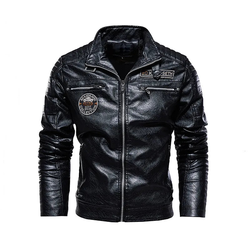 Jasper | Men's Leather Jacket Quilted Racer Stand Collar Casual 2