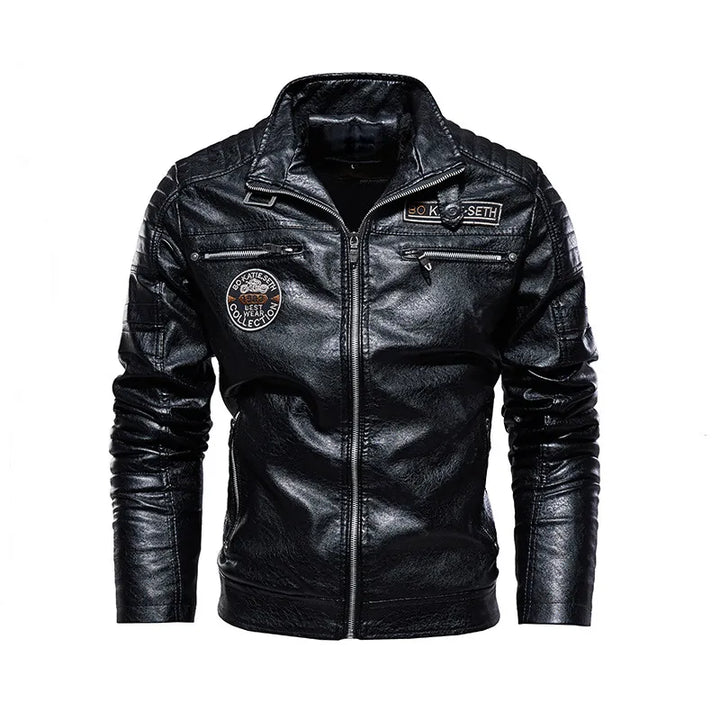 Jasper | Men's Leather Jacket Quilted Racer Stand Collar Casual 2