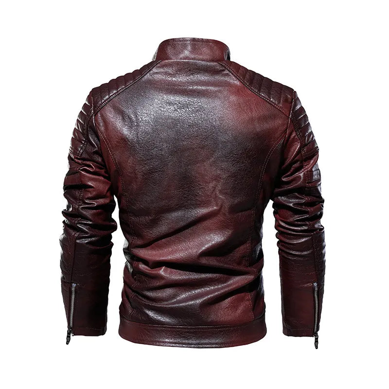 Jasper | Men's Leather Jacket Quilted Racer Stand Collar Casual 5
