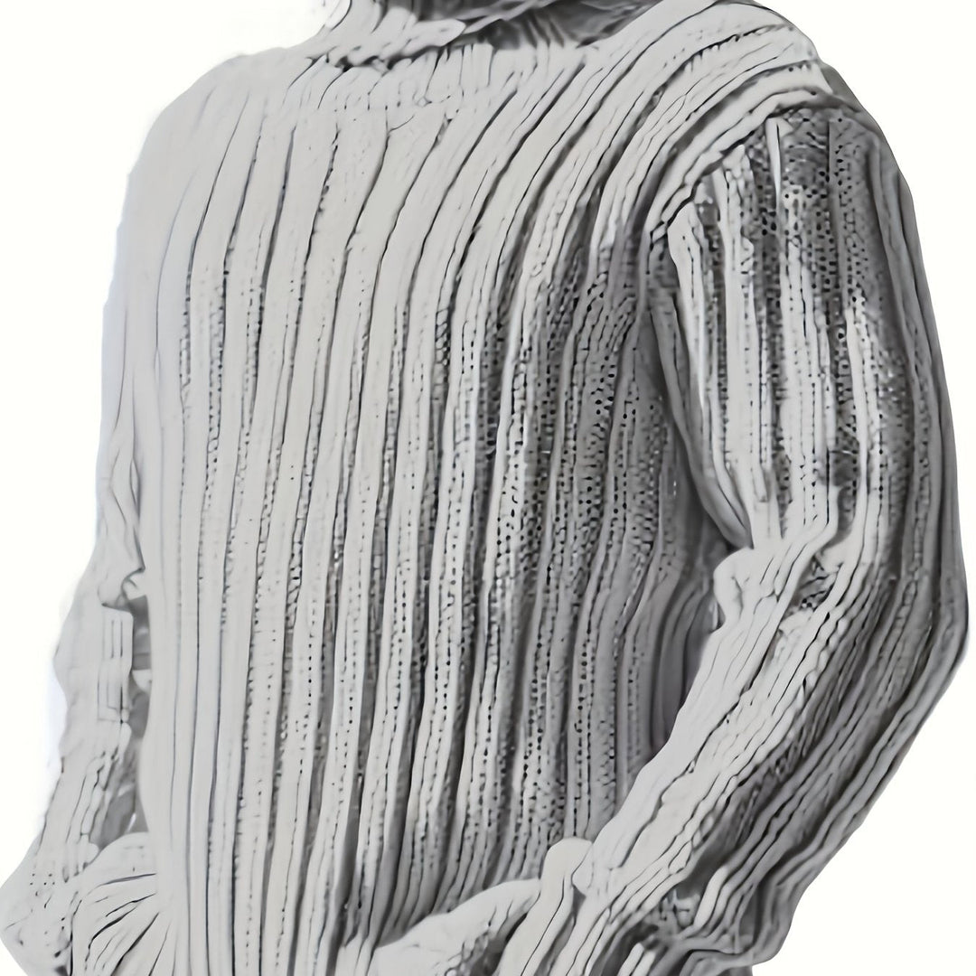 Men's Ribbed Knit Turtleneck Sweater – Light Gray