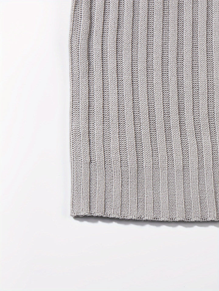 Men's Ribbed Knit Turtleneck Sweater – Detail View