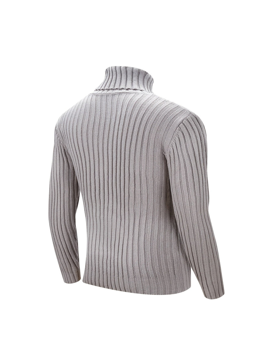 Men's Ribbed Knit Turtleneck Sweater – Detail View
