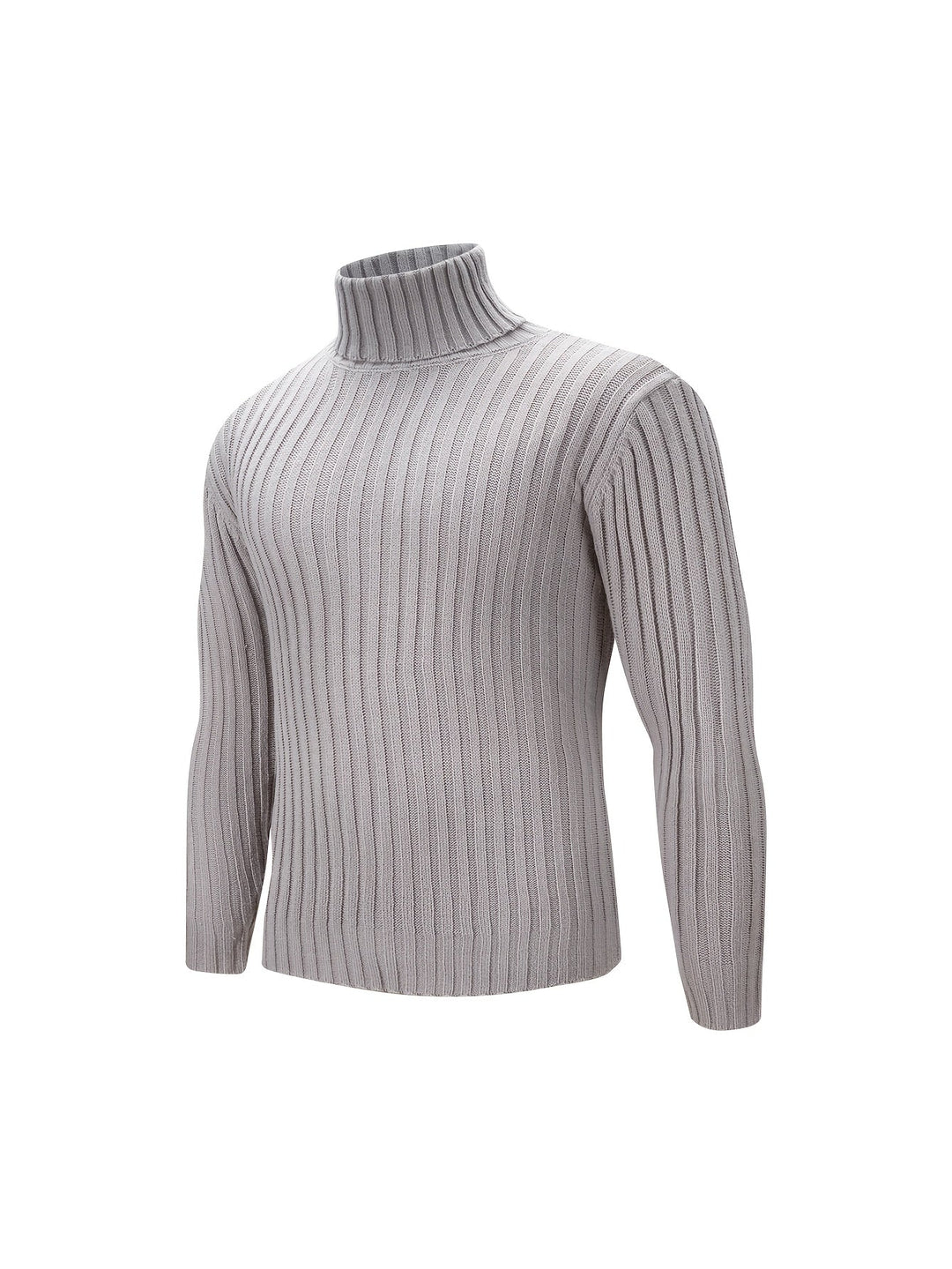 Men's Ribbed Knit Turtleneck Sweater – Detail View