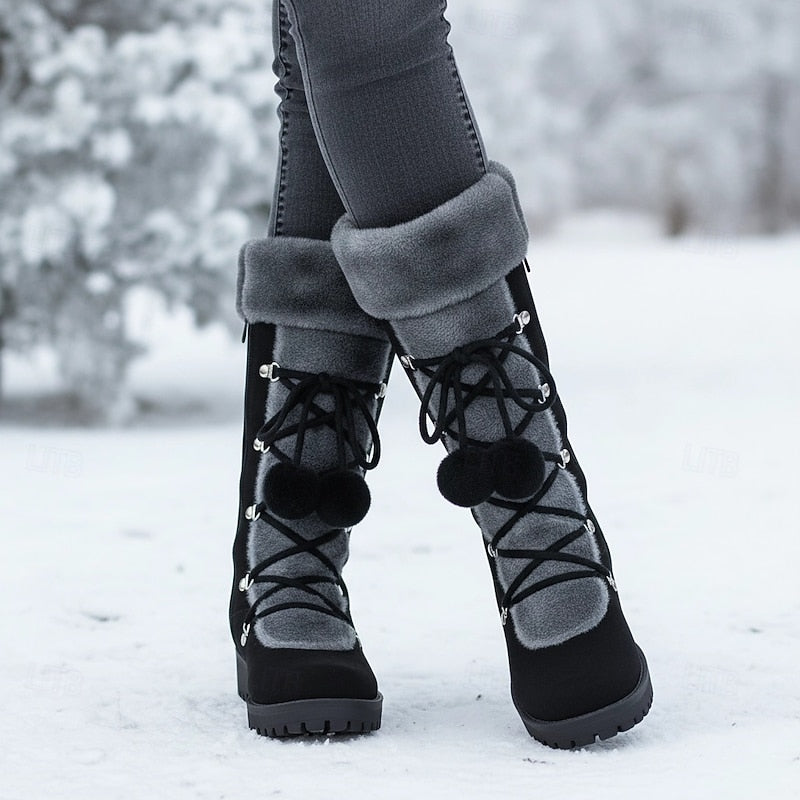 Jikkemien | Women's Mid Calf Fur Lined Winter Boots 4