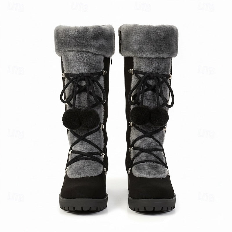 Jikkemien | Women's Mid Calf Fur Lined Winter Boots 6