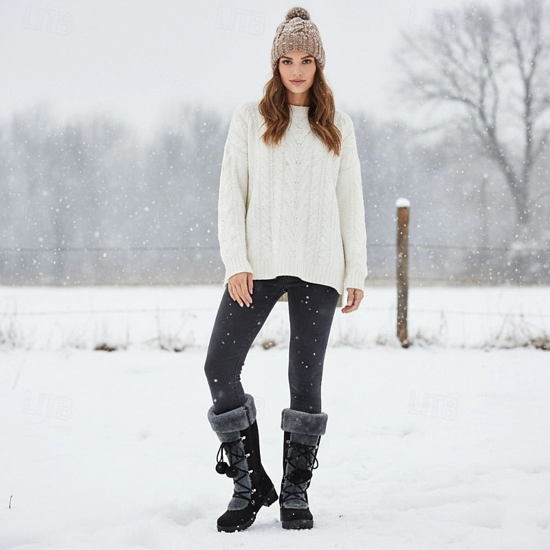 Jikkemien | Women's Mid Calf Fur Lined Winter Boots 7