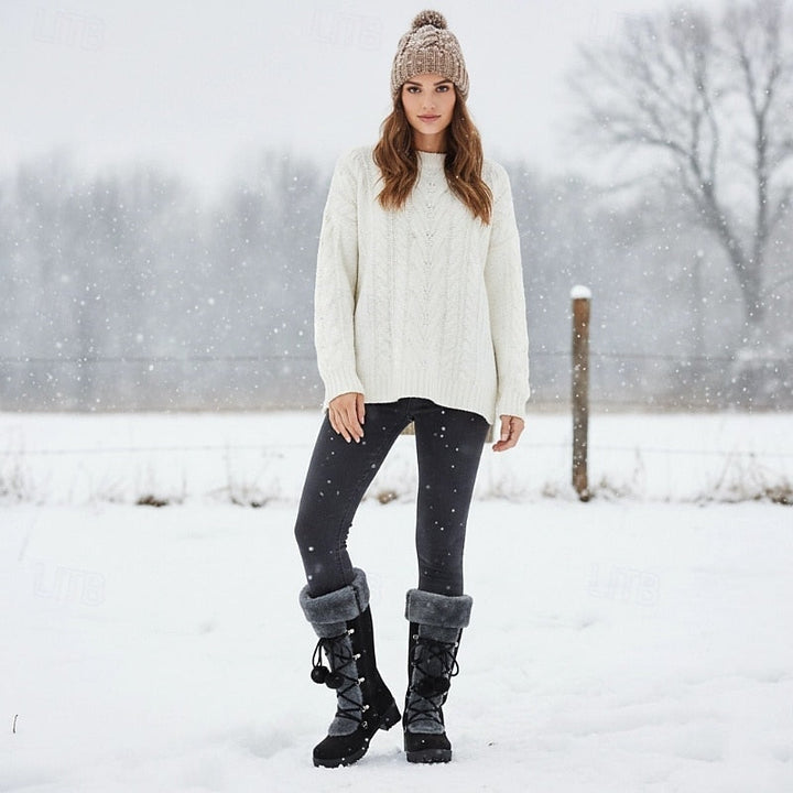 Jikkemien | Women's Mid Calf Fur Lined Winter Boots 7