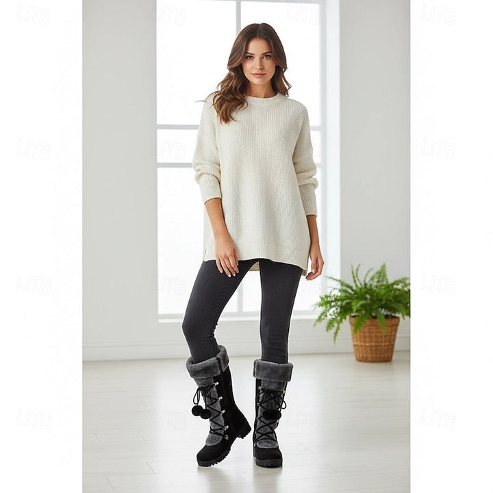 Jikkemien | Women's Mid Calf Fur Lined Winter Boots 8