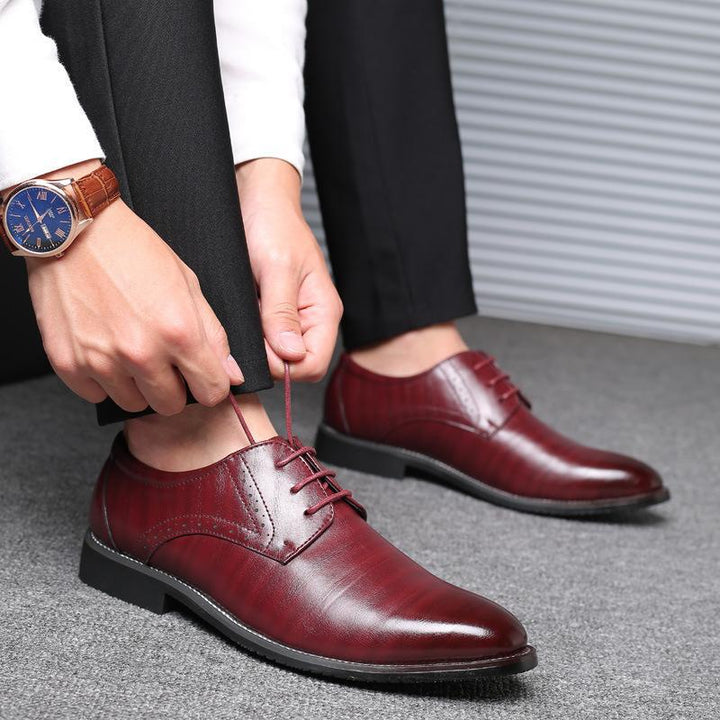 Men's Stitched Toe Derby Dress Shoes – Burgundy