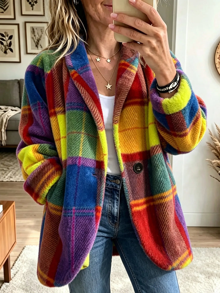 Women's Oversized Plaid Blazer – Yellow