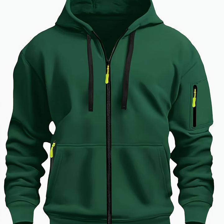 Men's Heavyweight Zip Up Hoodie Jacket – Dark Green