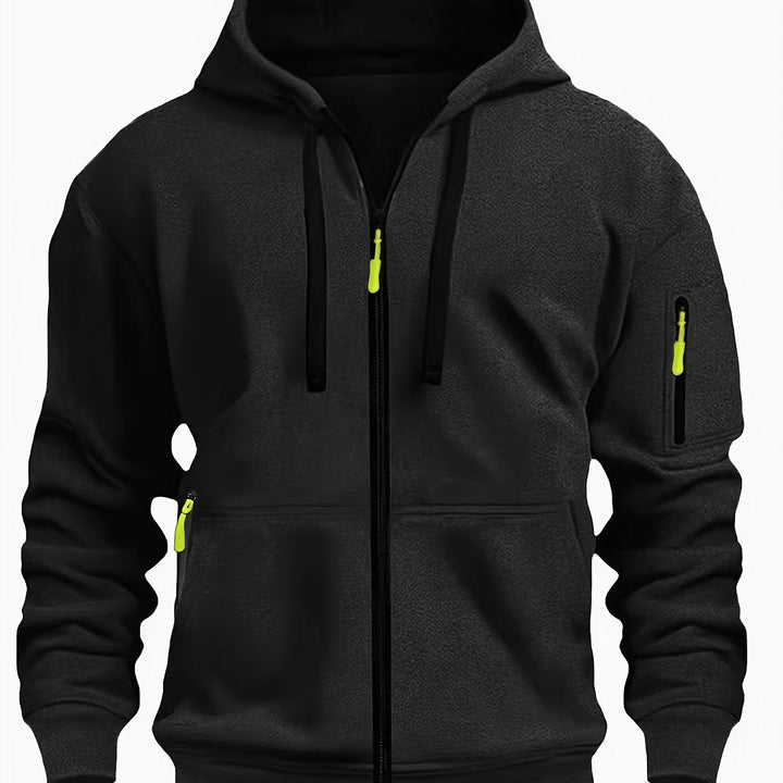 Men's Heavyweight Zip Up Hoodie Jacket – Black