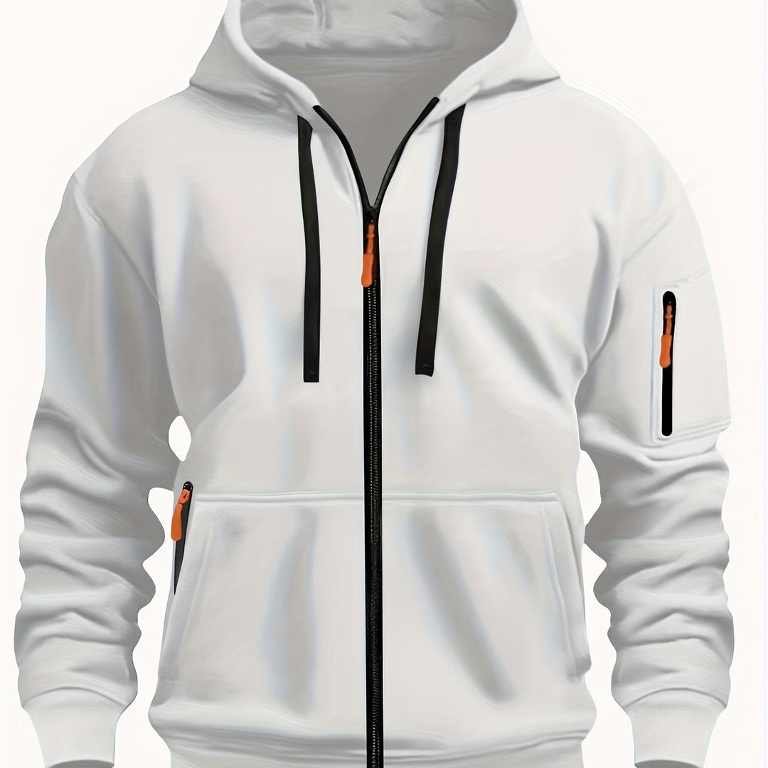 Men's Heavyweight Zip Up Hoodie Jacket – White