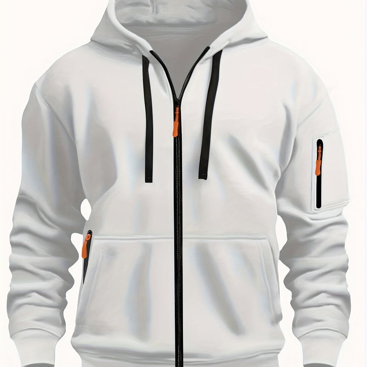 Men's Heavyweight Zip Up Hoodie Jacket – White