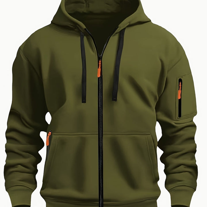 Men's Heavyweight Zip Up Hoodie Jacket – Army Green