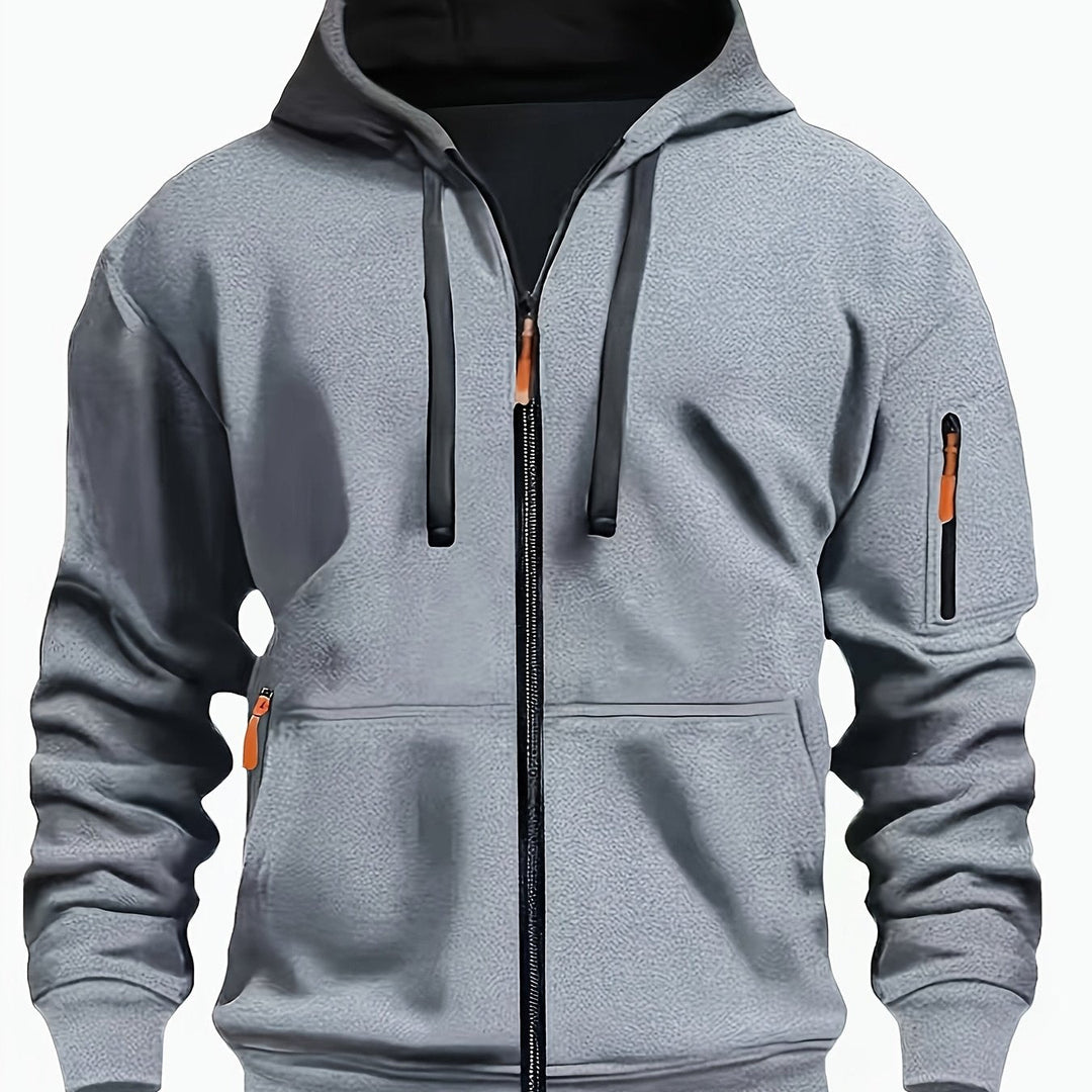 Men's Heavyweight Zip Up Hoodie Jacket – Light Gray