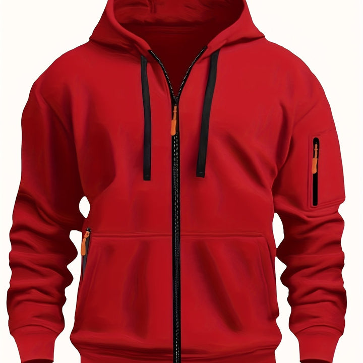Men's Heavyweight Zip Up Hoodie Jacket – Red