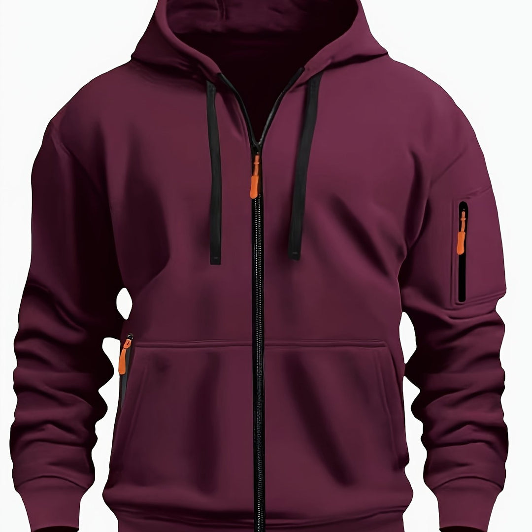 Men's Heavyweight Zip Up Hoodie Jacket – Burgundy