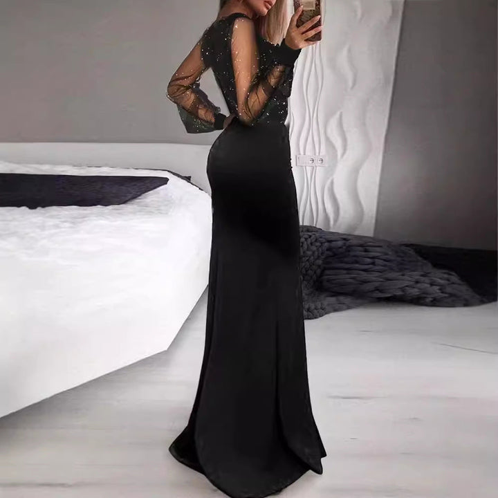 Josephine - Black Lace Slit Maxi Dress 3