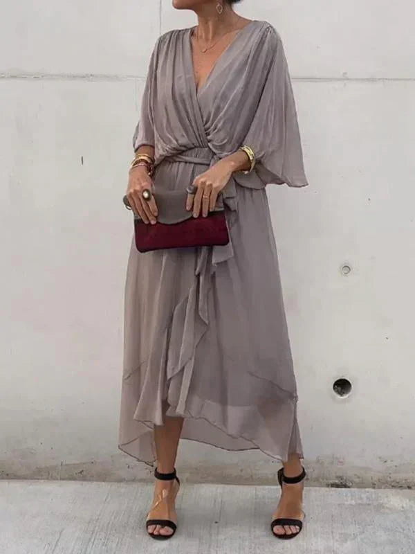 Manica™ | Silk Chiffon V-Neck Dress