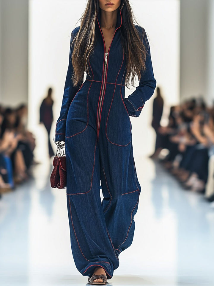 Urbanza™ | Casual Loose Retro Long Sleeve Jumpsuit