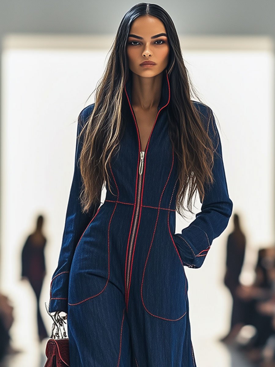 Urbanza™ | Casual Loose Retro Long Sleeve Jumpsuit