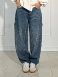 Julia |  Trendy Balloon Carpenter Jeans with Glitters