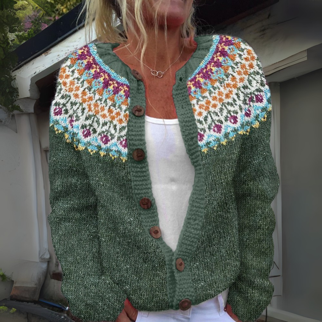 Juna - Fair Isle Floral Knit Cardigan 1