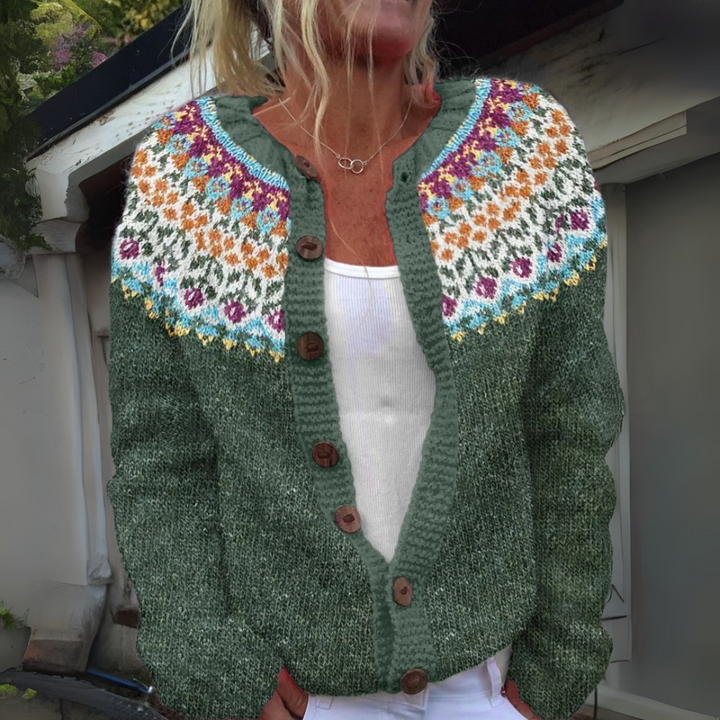 Juna - Fair Isle Floral Knit Cardigan 1