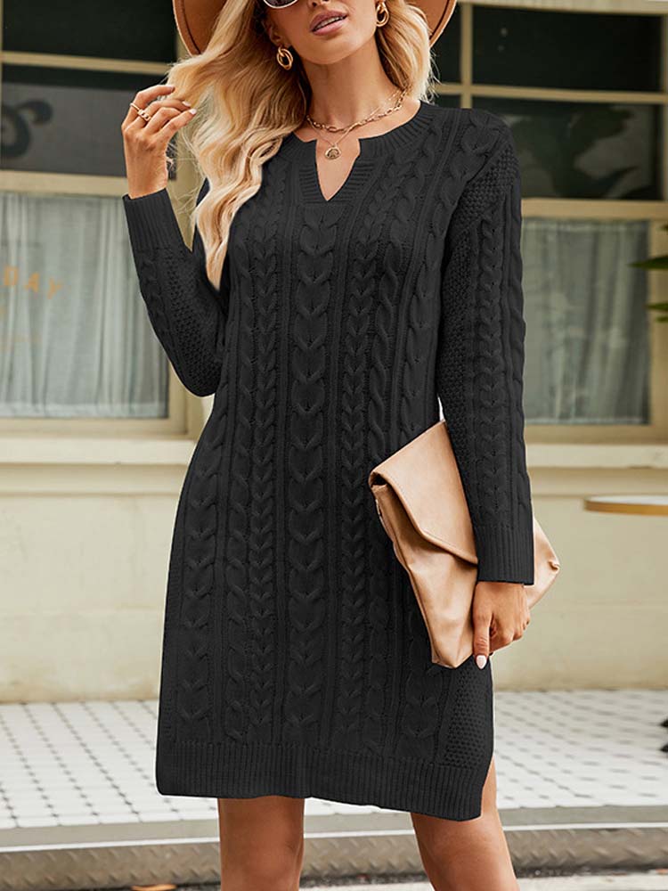Juno - Black Ribbed Knit Mini Dress 1