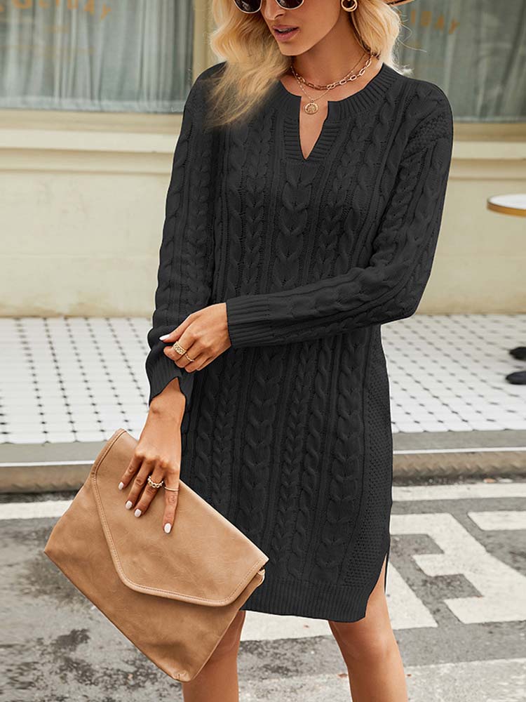 Juno - Black Ribbed Knit Mini Dress 2