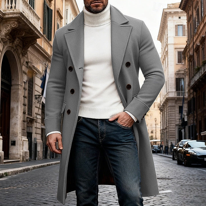 Jurre | Men's Double Breasted Long Overcoat Winter Coat 4