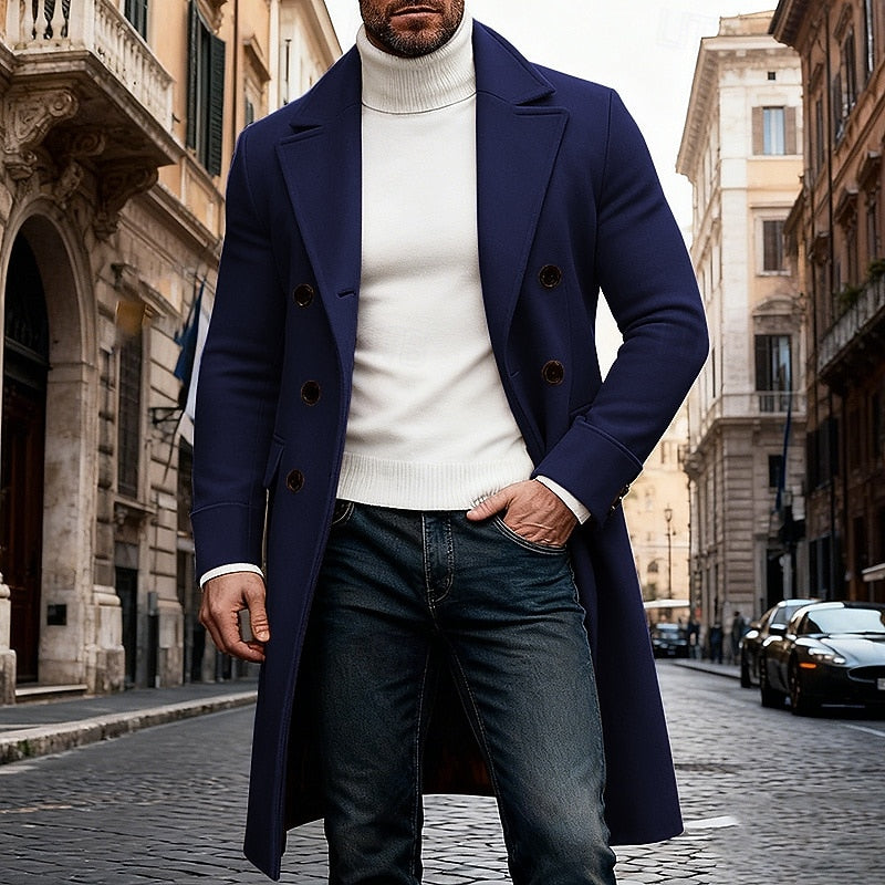 Jurre | Men's Double Breasted Long Overcoat Winter Coat 6