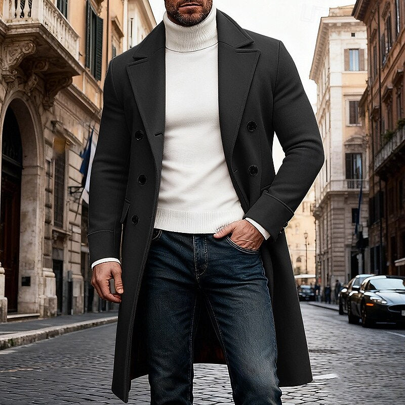 Jurre | Men's Double Breasted Long Overcoat Winter Coat 8