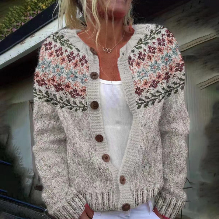 Kaia - Nordic Floral Knit Cardigan 1