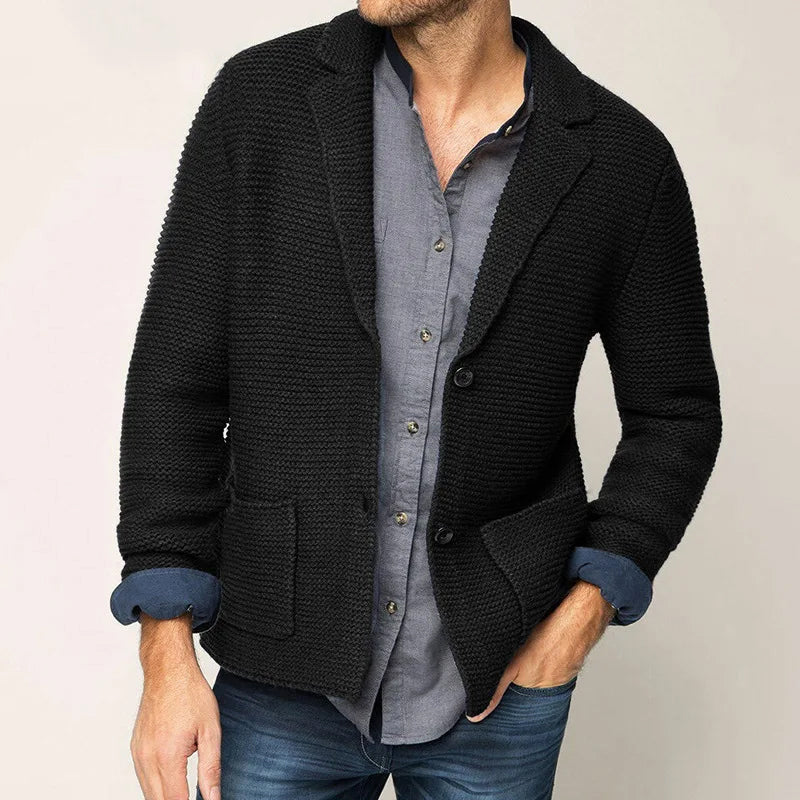 Kasper | Men's Knitted Blazer Cardigan Sweater Jacket Pockets 1