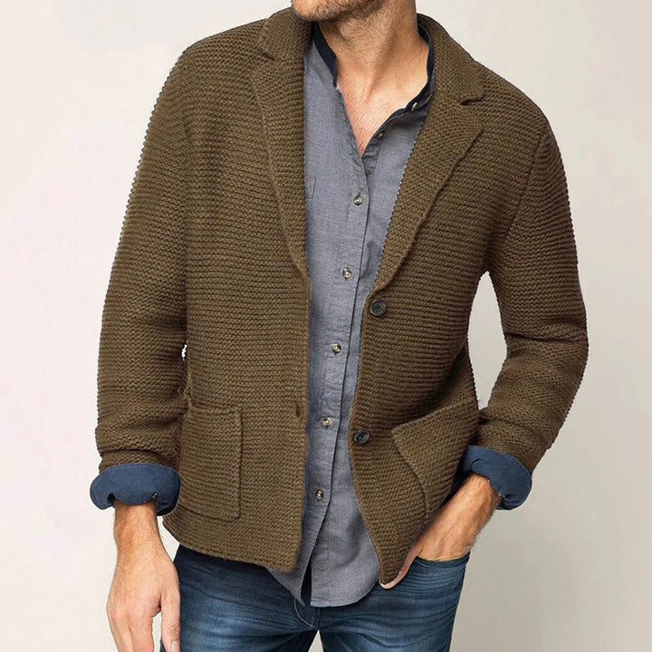 Kasper | Men's Knitted Blazer Cardigan Sweater Jacket Pockets 2