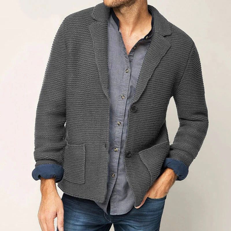 Kasper | Men's Knitted Blazer Cardigan Sweater Jacket Pockets 3