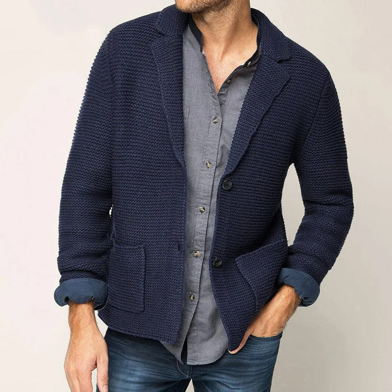 Kasper | Men's Knitted Blazer Cardigan Sweater Jacket Pockets 4