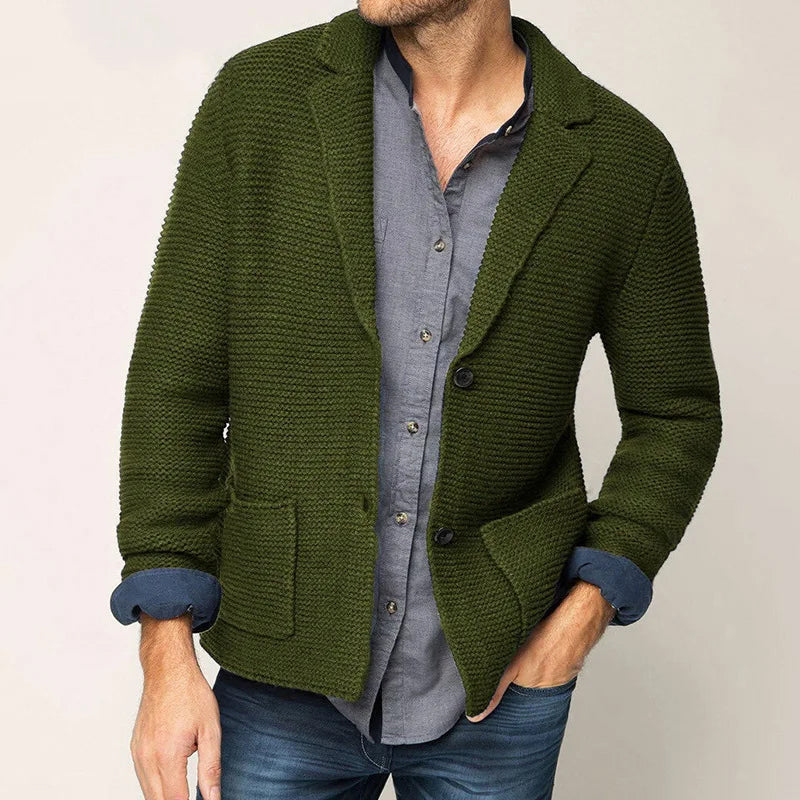 Kasper | Men's Knitted Blazer Cardigan Sweater Jacket Pockets 5