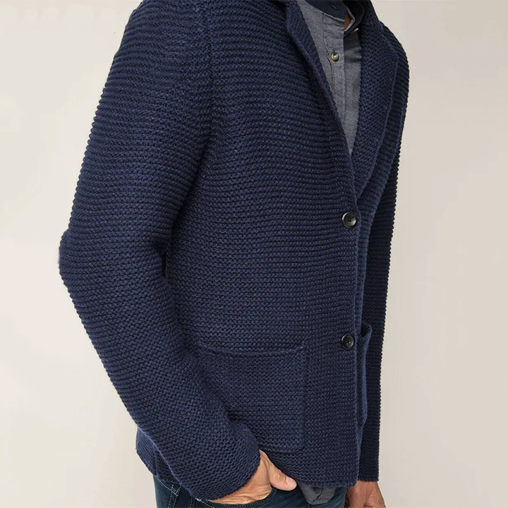 Kasper | Men's Knitted Blazer Cardigan Sweater Jacket Pockets 6