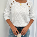 Kathleen - Button Shoulder Cable Sweater