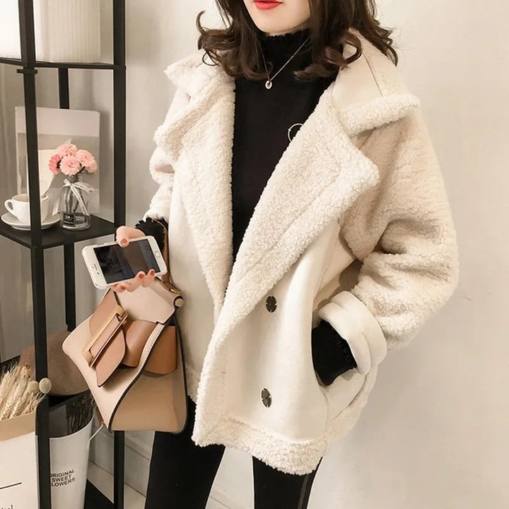 Katrien | Women's Faux Shearling Jacket Oversized Aviator Sherpa 1