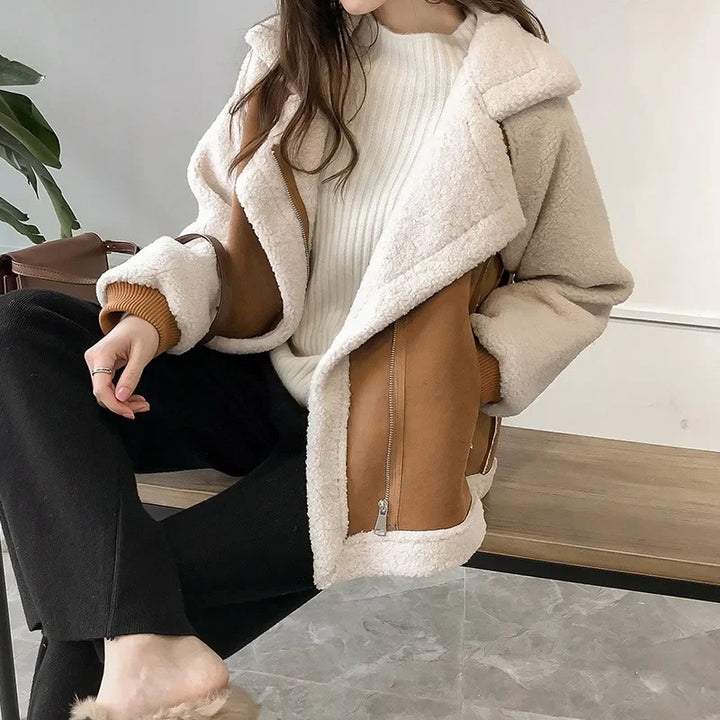 Katrien | Women's Faux Shearling Jacket Oversized Aviator Sherpa 3