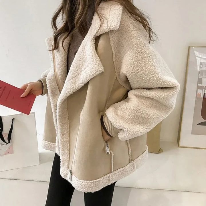 Katrien | Women's Faux Shearling Jacket Oversized Aviator Sherpa 5