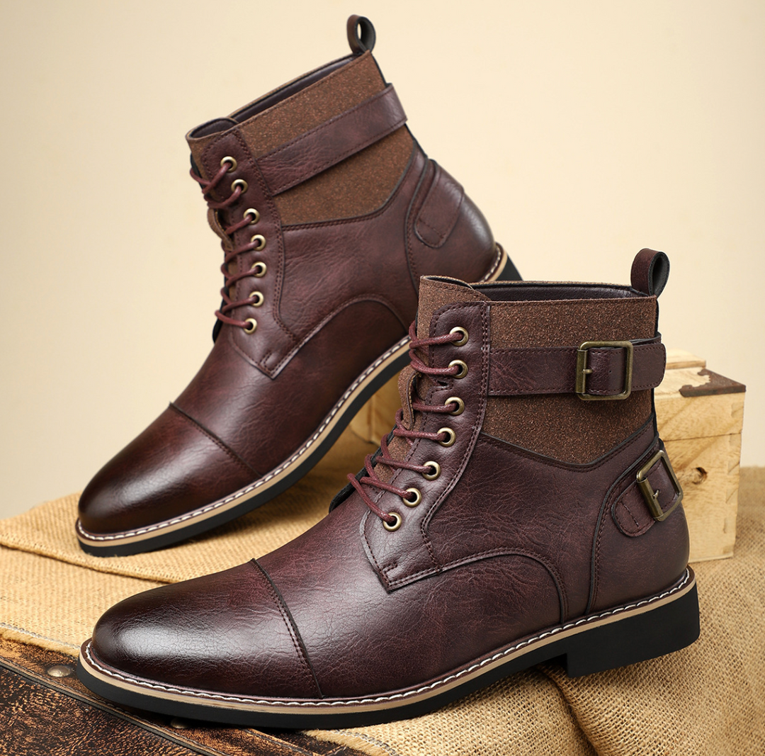 Kellan | Men's Combat Boots Leather Lace Up Motorcycle Work Ankle 2